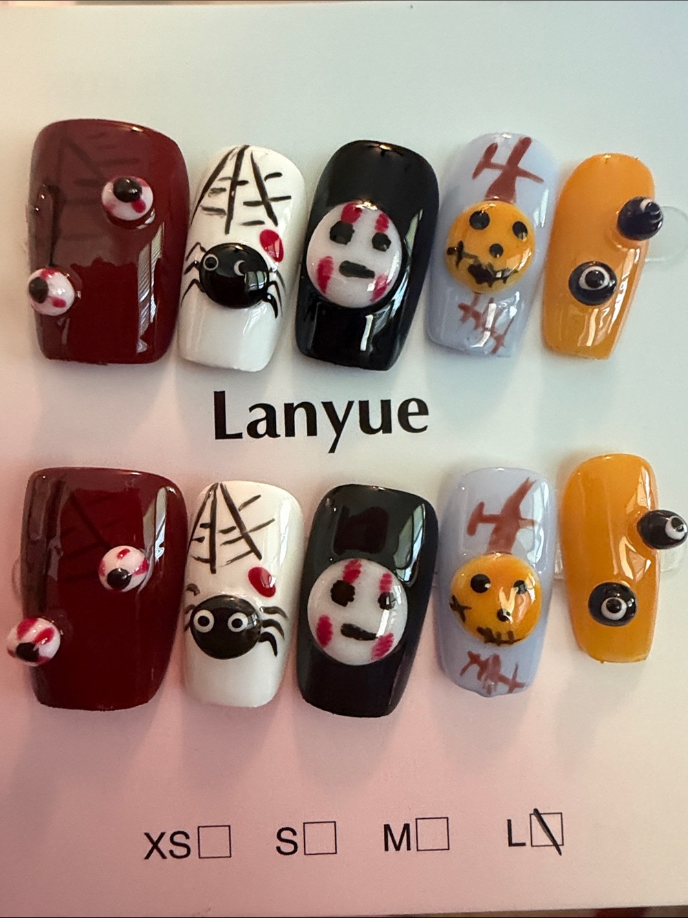 Halloween theme handmade acrylic press on Nail Art Set - Mixed Colors